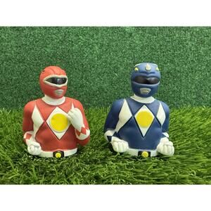 Power Rangers Red & Blue Ranger Mighty Morphin Action Figure Busts Lot of 2